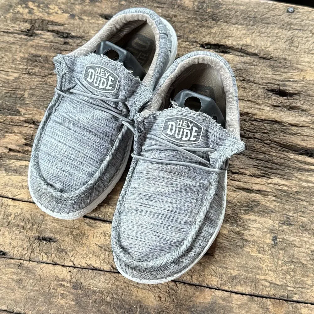 Hey Dude Wally Youth Blend Linen Shoes Stone Size US 5 / Women 6 / EU 37